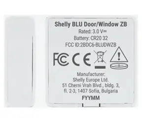 Shelly Blu Door/Window ZB / Czujnik drzwi i okien / Zigbee 3.0 / Bluetooth 5 LE / czujnik światła