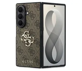 Guess PU 4G Metalowe Logo brązowe / Tylna obudowa / Samsung Galaxy Z Fold8 Ultra