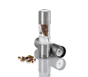 AdHoc DuoSpice Mini / Młynek i krajalnica do przypraw / mechanizm ceramiczny / płynna regulacja grubości mielenia / 15 cm