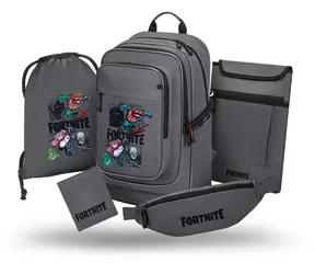 Zestaw BAAGL SET 5 Cubic Fortnite Squad / Zestaw szkolny / plecak, torba, nerka, pokrowiec na laptopa, portfel / GRS