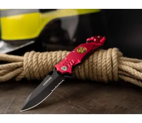 Boker Fire Fighter czerwony / Nóż kieszonkowy / Stal 440A / Długość ostrza 8,3 cm / Blokada liniowa