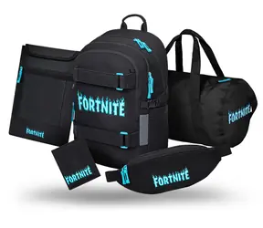Zestaw BAAGL SET 5 Skate Fortnite Blue / Zestaw szkolny / plecak, torba sportowa, nerka, pokrowiec na laptopa, portfel / GRS