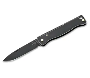 Böker PLUS Atlas Mini Dark black / Nóż kieszonkowy / Ostrze Drop Point / Stal 12C27 / 11 g