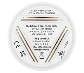 Shelly Flood S Gen4 biały / Czujnik zalania / WiFi / Bluetooth / ZigBee / Matter