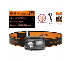 Superfire HL23-X / Latarka czołowa / 120 lm / zasięg 110 m / USB-C / IP44