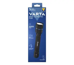 Varta Aluminium Pro F20R czarna / Latarka / LED / 2000 lm / IP67 / power bank / ładowanie USB
