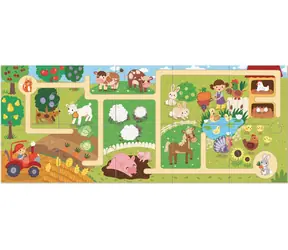 DODO Puzzle-labirynt Podróż przez farmę / 10 elementów / 54 x 22 cm