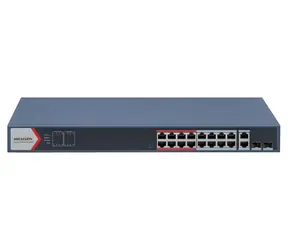 HIKVISION DS-3E1318P-EI(B) / Przełącznik / 16x 100 Mbps PoE / 2x Gb Combo Uplink / 230 W Super PoE / zasięg 300 m