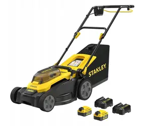 Stanley V20 SCMWP3701M2-QW czarno-żółta / Kosiarka akumulatorowa / 36 V (2 x 18 V) / szerokość 37 cm / kosz 45 l / 2 x 4,0 Ah