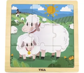 Drewniana układanka VIGA Owce / 9 elementów / 19,5 x 19,5 cm