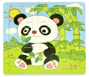 Orion Puzzle drewniane Panda / 9 elementów / w ramce / 12 x 12 cm