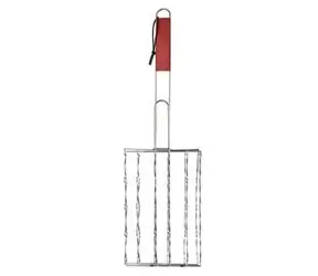 Ruszt do kiełbasek RULYT / Ruszt do grilla / 47 x 17,3 cm / stal chromowana / uchwyt drewniany