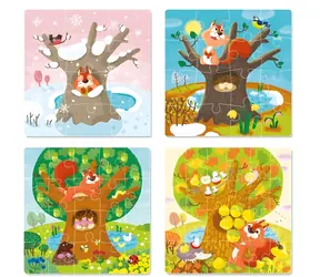 Puzzle DODO Pory Roku 4w1 / 12, 16, 20, 24 elementy / 22 x 22 cm