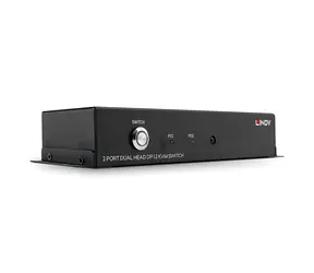 Przełącznik KVM Lindy 2- Port Dual Head DisplayPort 1.2 czarny / 4K UHD / USB / metalowa obudowa / 2 szt.