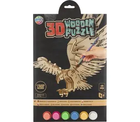 Drewniane puzzle 3D MOXY Orzeł / Bez kleju / Samokolorujące / Materiał naturalny