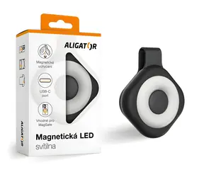 Latarka magnetyczna LED Aligator czarna / Latarka / Mocowanie MagSafe / USB-C / 6 trybów