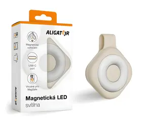 Latarka magnetyczna LED Aligator beżowa / Latarka / MagSafe / 6 trybów / USB-C