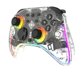 Deltaco GAM-198-T transparentny / Kontroler do gier / Bluetooth/USB-C / Nintendo Switch, Switch 2, PC / Podświetlenie RGB