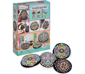 GRAFIX Mandala Błyszczący Kamień Malarski / Zestaw Kreatywny / 3 Kamienie / 5 Metalicznych Kolorów