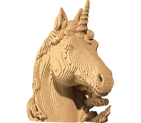 Puzzle 3D CARTONIC Jednorożec / 65 elementów / tektura / bez kleju / wymiary modelu ok. 18x19x9 cm