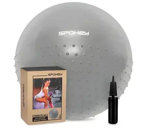 Spokey HALF FIT szara / Piłka gimnastyczna / Masaż 2w1 / 75 cm / Pompka w zestawie