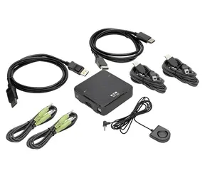 EATON B004-DP2UA2-K czarny / przełącznik KVM / 2x DisplayPort / 4K 60Hz / koncentrator USB / audio