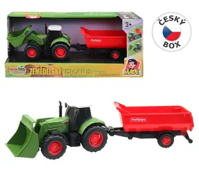 KOLEKCJA FARMA Ciągnik z przyczepą z kołem zamachowym / z dźwiękiem i światłem / 1:32 / 30 cm / od 3 lat