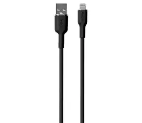 Puro Soft czarny / USB-A - kabel do transmisji danych Lightning / silikonowy / 1,5 m