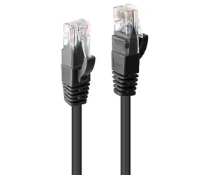 Lindy Cat6 U/UTP czarny 1 m / Kabel krosowy / RJ-45 / Złącza ekranowane