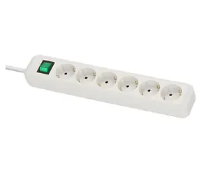 Brennenstuhl Eco-Line biały / Przedłużacz / 6 gniazd / 45° / 3 m / włącznik/wyłącznik / 3500 W