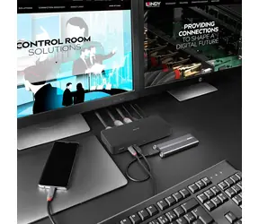 Lindy DST-Pro Universal black / Stacja dokująca / USB-C / 3x HDMI / 2x DisplayPort / LAN / PD 100W