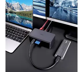 Lindy DST-Pro USB4 / Stacja dokująca / USB4 / HDMI 2.1 / DisplayPort 1.4 / USB-C PD 100W / LAN / czytnik kart