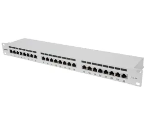 Panel krosowy Intellinet 24-portowy Cat6a FTP szary / Panel krosowy / 1U / ekranowany / Gigabit Ethernet