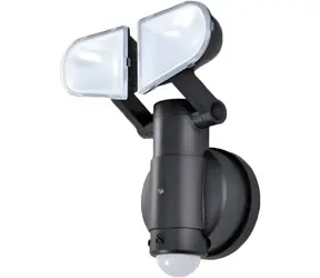 Lampa ścienna zewnętrzna LED Schwaiger z podwójnym czujnikiem, czarna / 400 lm / Czujnik ruchu PIR / IP44