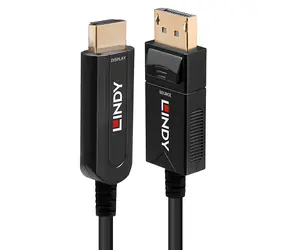 Hybrydowy kabel optyczny Lindy DisplayPort 1.2 - HDMI 50m / Kabel / 4K UHD 60Hz / Złącza pozłacane / 0-50 °C