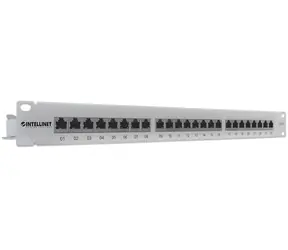 Panel krosowy Intellinet 24 porty Cat6 szary / Panel krosowy / 1U / F/UTP / RJ-45 / styki złocone