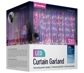 Girlanda LED Colorway wielokolorowa / Girlanda LED / 300 LED / 3 x 3M / do wewnątrz / 230V