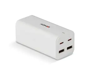 Ładowarka Lindy GaN 100W biała / Ładowarka sieciowa / 2x USB-C / 2x USB-A / PD 3.0 / GaN