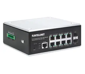 Przełącznik Intellinet 8- Port Gigabit PoE+ / Przełącznik / Zarządzany L2+/L3 / 2x SFP / Szyna DIN / IP30