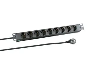 EFB EK622DE.1 czarny / PDU / 19" / 1U / 9x gniazdo / bez przełącznika / 2 m / 16 A