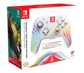 PDP Afterglow Wave biały (500-238-WH) / Kontroler do gier / bezprzewodowy / Nintendo Switch / Programowalne przyciski