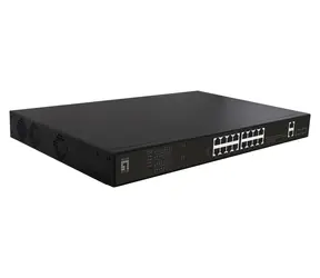 LevelOne GEP-2021 / Przełącznik / 16x GE PoE+ / 2x GE / 2x SFP / 270 W PoE / Niezarządzany / 19"