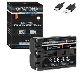 Patona NP-FM500H Platinum / Akumulator do aparatów Sony / 2250 mAh / Li- ION / Ładowanie przez USB-C