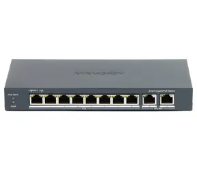 HIKVISION DS-3E1510P-EI / Switch / 8x Gigabit PoE / 2x Gigabit Uplink / Super PoE 110 W / zasięg 300 m