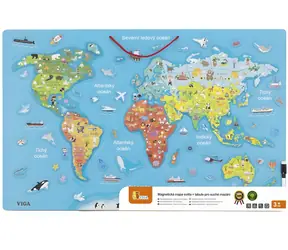 VIGA Puzzle Mapa świata z planszą / 72 x 46 cm / język Czechy / od 3 lat