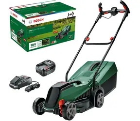 BOSCH CityMower 18V-32-300 zielono-czarna / Kosiarka akumulatorowa / 18 V / Szerokość koszenia 32 cm / Kosz na trawę 30 l