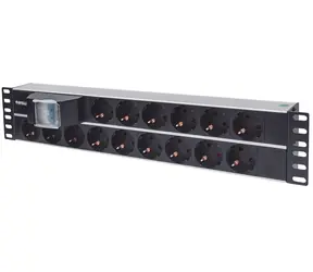 Intellinet PDU 19" 15x czarna / Listwa zasilająca / Aluminium / 2U / 16A / Kabel 3M