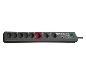 Brennenstuhl Secure-Tec szary / Przedłużacz / 8 gniazd / Listwa przeciwprzepięciowa / 3 m / 16 A