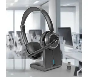 Lindy L118 czarny / Słuchawki bezprzewodowe / Bluetooth 5.2 / stacja dokująca / Czas pracy baterii 25 godz.