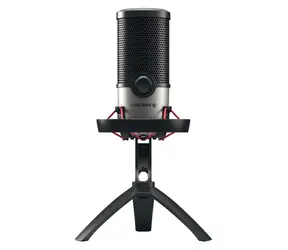 Cherry UM 6.0 ADVANCED czarno-srebrny / Mikrofon / USB-C / Kardioidalna i dookólna / Wyjście słuchawkowe